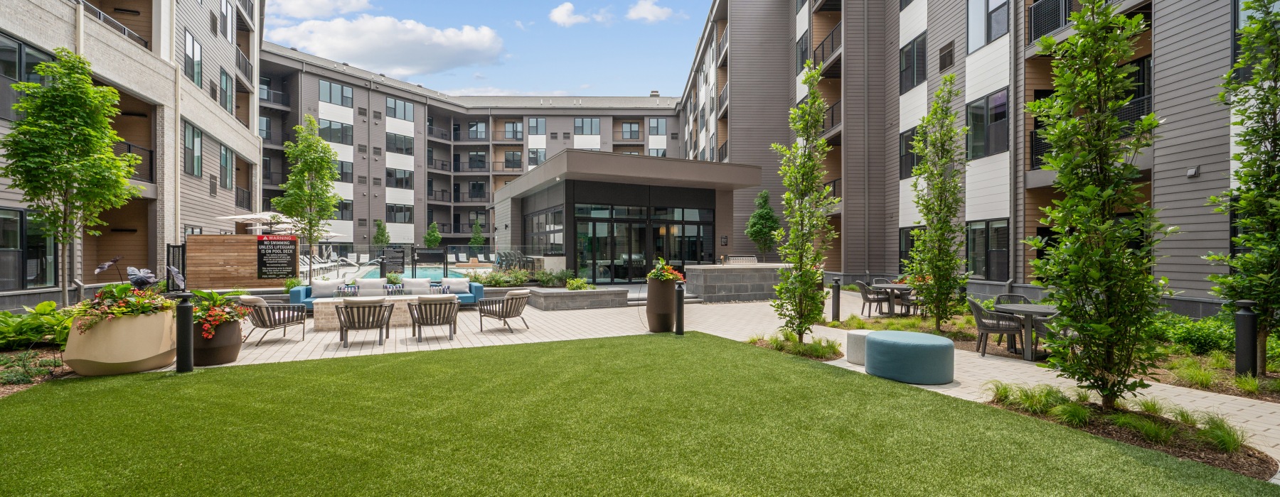Pool Courtyard with Firepit